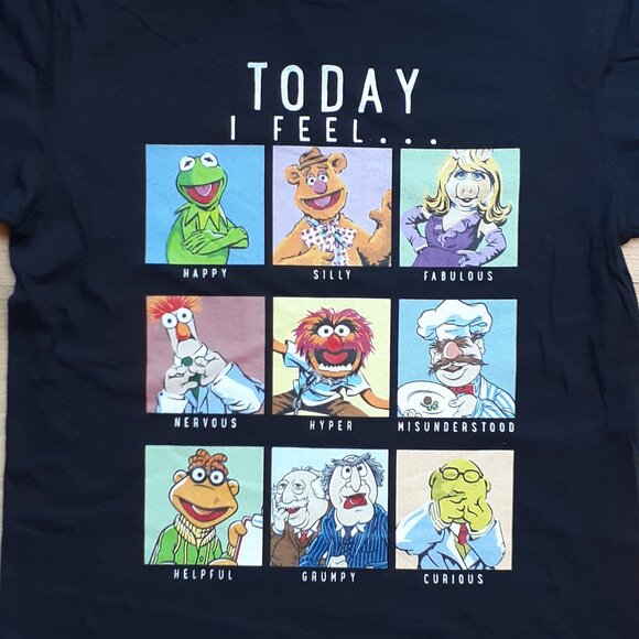 Muppets Mood Chart - Today I Feel . . . New Small Black T-Shirt - Picture 2 of 4